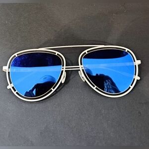 SEE 1530 Sunglasses Aviator White/blue New Unisex Made In Italy